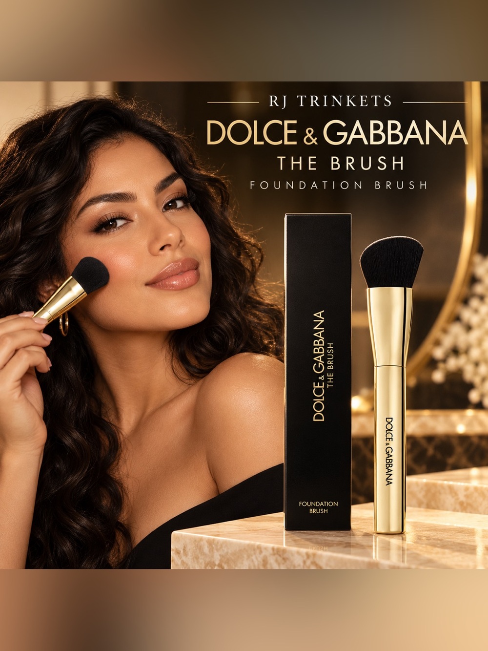 Dolce & Gabbana Gold Foundation Brush with Black Bristles